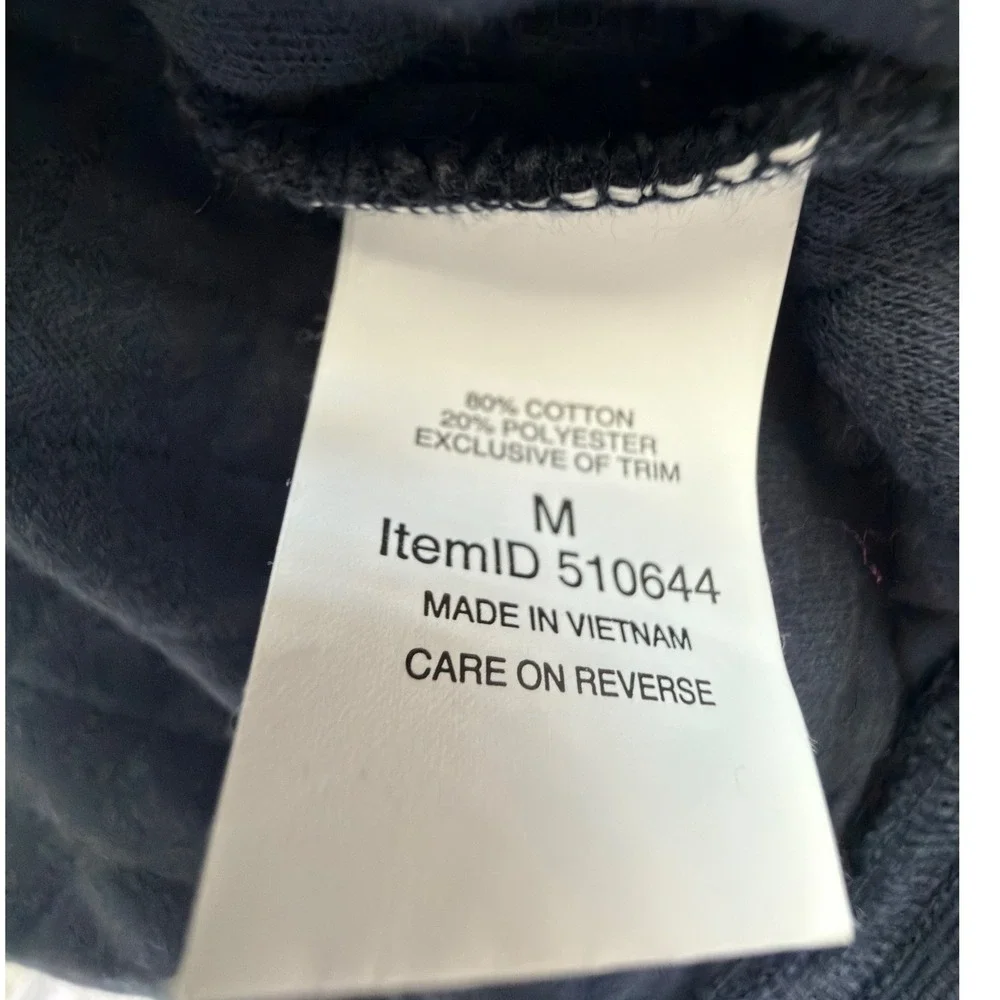LL Bean Quilted Sweatshirt Mens M Navy Blue Diamond Pullover Traditional Fit